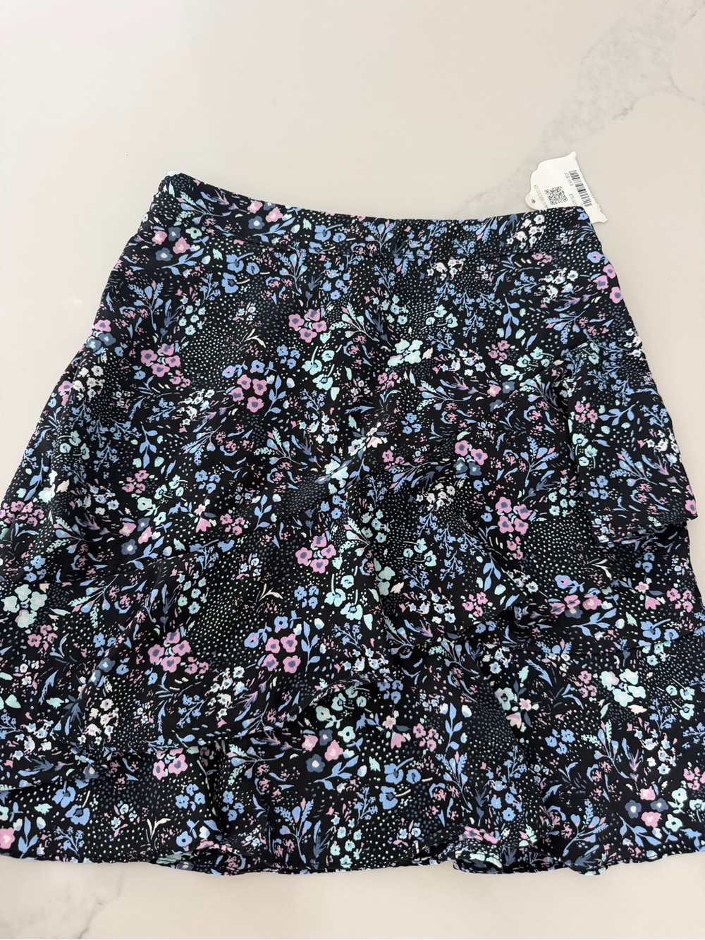 Altar'd State Black Mini Skirt with Pastel Floral Print